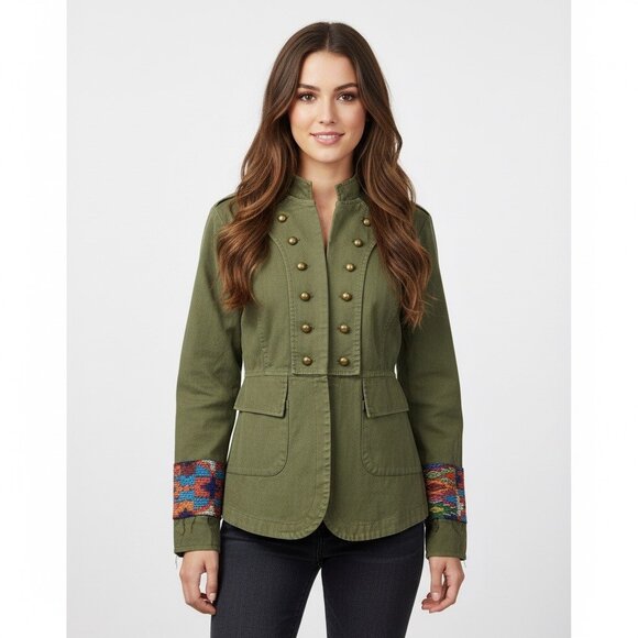 Jen's Pirate Booty Jackets & Blazers - RARE Jen's Pirate Booty Embroidered Boho Military Jacket | Utility Hippie Indie